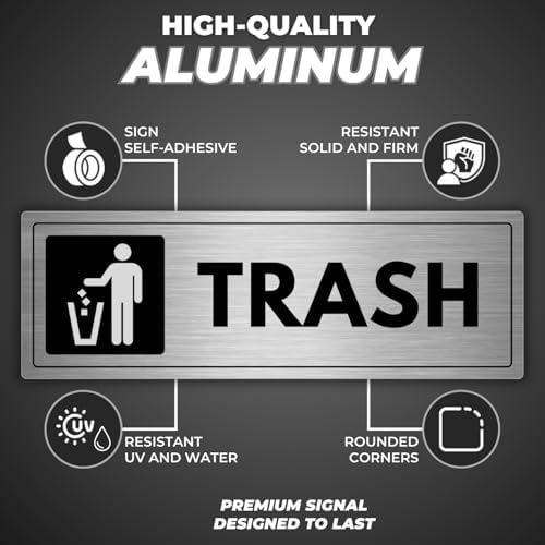 Trash Sign - 3x9 Inch - Aluminum - Landfill Garbage Disposal Bin - Image 2
