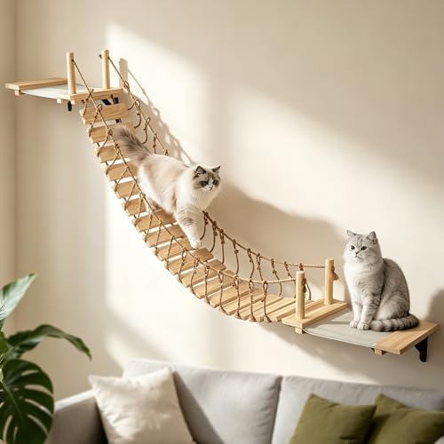 Cat Wall Shelves, Wall Mounted Cat Climber Set by niaheno