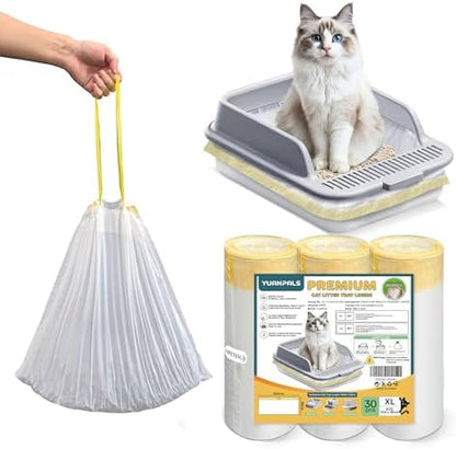 Drawstring Cat Litter Box Liners, Extra Large 41×17.7 In by YuanPalsLoveUnleashed