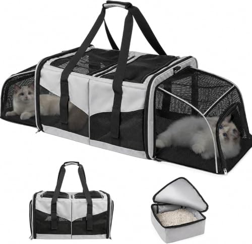 Large Cat Carrier for 2 Cats, Expandable by AFATI