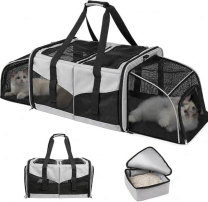 Large Cat Carrier for 2 Cats, Expandable by AFATI