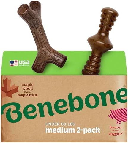 Benebone 2-Count Maplestick/Zaggler Durable Dog Chew Toys, Dog Bones by Benebone
