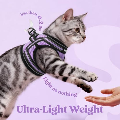 rabbitgoo Cat Harness and Leash Set, Step-in Soft Vest, Light Purple - Image 6