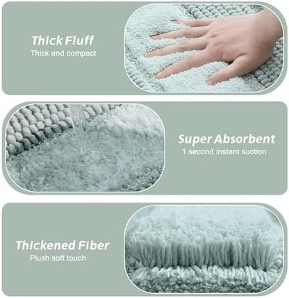 Kmson 3 Pcs Ombre Chenille Bathroom Rugs Set, Non-Slip Ultra Soft Washable - Image 4