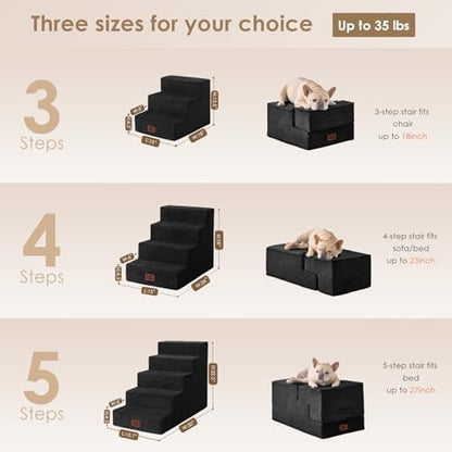 EHEYCIGA Dog Stairs for High Bed 22.5" H, 5-Step Dog Steps - Image 2