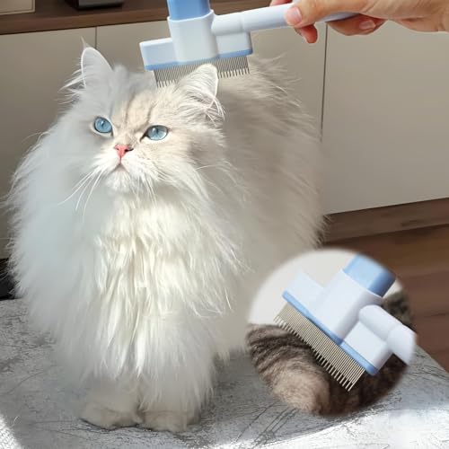 2pcs Cat Comb Set Flea Comb 2 Styles Pet Comb Self Cleaning Upgraded Cat Brush - Image 3