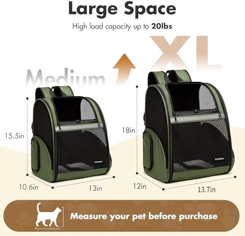 Pet Backpack Carrier, Large Cat Carrier Backpack Up to 20 Lbs - Image 2
