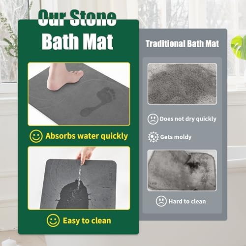 XMarrat Extra Large Stone Bath Mat, Diatomaceous Earth Mat, 31.5"x19.7" - Image 5