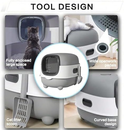 Cat Foldable Litter Box with Lid & Scoop – Middle Enclosed Anti-Splashing - Image 6