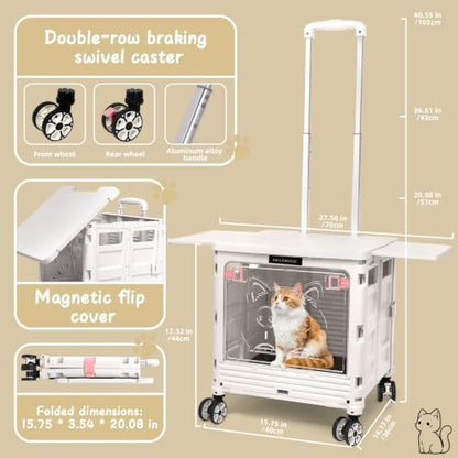 2-in-1 Foldable Shopping Cart & Rolling Pet Carrier, 55L Collapsible Utility - Image 2