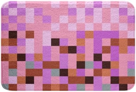 Pixel Grid Theme Bathroom Rugs Video Gaming Blocks Decor Shaggy Absorbent Floor by Manfei