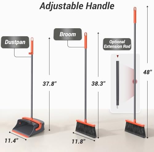 Broom with Dustpan Set for Pet Hair & Dust Cleanup - Image 2