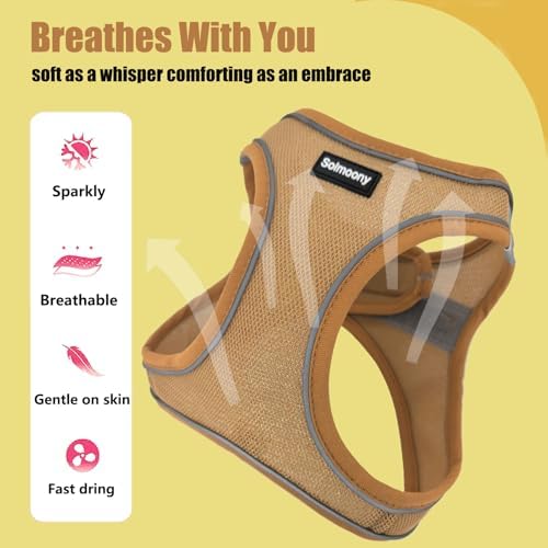 Solmoony Sparkly Medium Dog Harness and Leash Set, Step in Soft Light Puppy Vest - Image 5