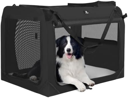 X-ZONE PET Dog Crate 3-Door Kennel, Collapsible Portable Soft Sided Pet Carriers by X-ZONEPET