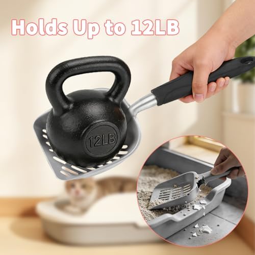 Metal Cat Litter Scoop with Holder, Lidded Caddy Set - Image 5