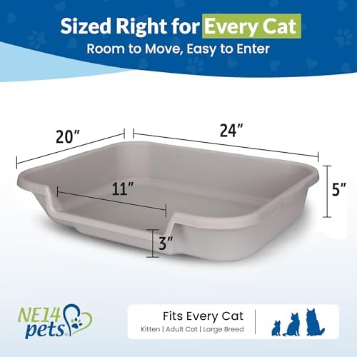 KittyGoHere Senior Cat Litter Box, Large Litter Pan, 2 Pack, Misty Gray - Image 6