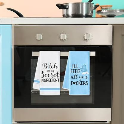 Funny Kitchen Hand Towels, 6 Pack Fun Sayings Decorative Dish Cloths Set - Image 6