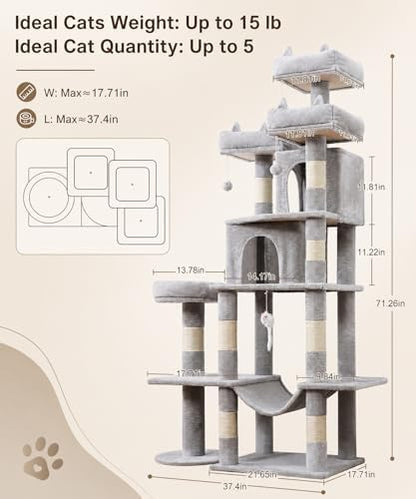 Cat Tower, 71 Inch Heavy Duty Cat Tree - Image 4