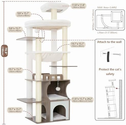 Gitelsnour Modern Cat Tree Tower, 2-Layer Condo & Perch, Big Hammock 102SG - Image 6