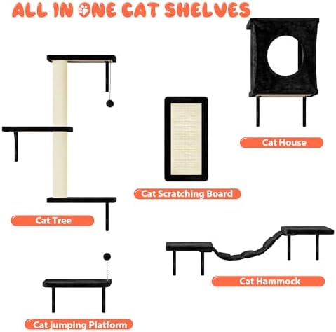 10 Pcs Cat Wall Shelves Set, Wall-Mounted Climber - Image 4