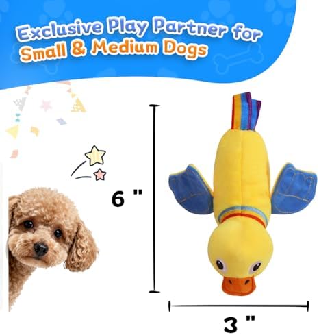 lilfrd Duck Dog Toy, Crinkle Squeaky Plush Interactive Chew Toy - Image 5