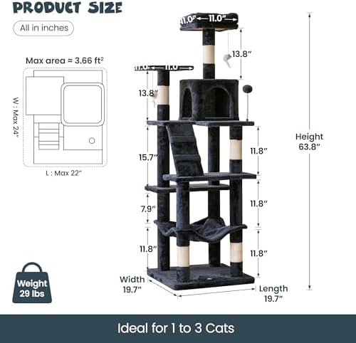 MWPO 63.8 inches Multi-Level Cat Tree - Image 6