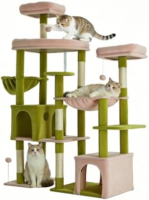 Upgraded 64.5 Inch Multi Cat Tree 3 Perches 2 Beds 2 Baskets Grey by Unknown