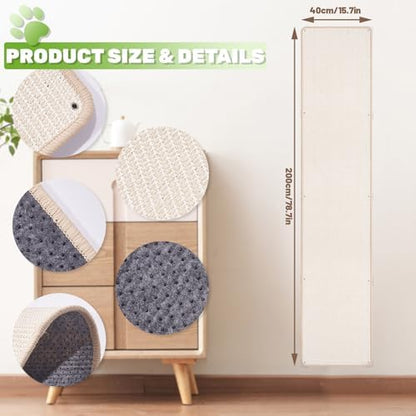 Uranshin Natural Sisal Cat Wall Climbing Carpet, Wall Scratcher Mat Pad - Image 2