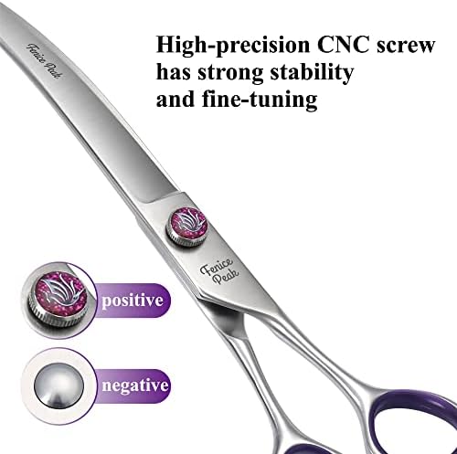 7'' Dog Grooming Scissors Set 4PCS Straight Curved Thinning Chunker Shears - Image 2