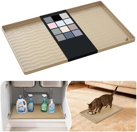 URMONA Waterproof Silicone Under Sink Mat, 19 x 12 in, Flexible Shelf Liner by URMONA