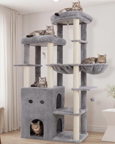 Heybly Cat Tree, 69.7 in Secure Anti-Tip Cat Tower by HEYBLY