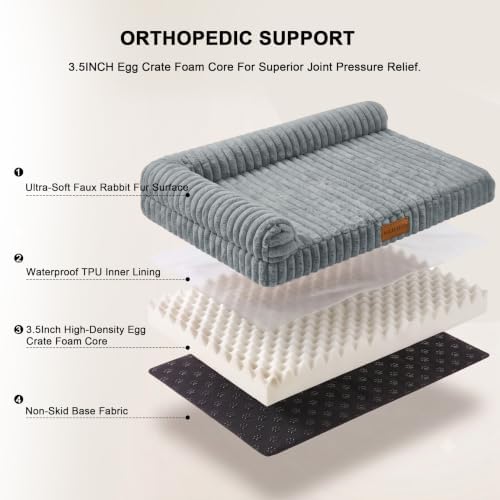 Orthopedic Large Dog Bed Furry Pet Bed, Washable Cover 36''X24'' - Image 6