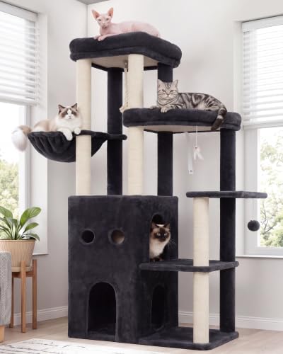 Heybly Cat Tree, 59.4" Secure Anti-Tip Cat Tower by HEYBLY