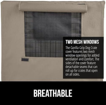 GORILLA GRIP Dog Crate Covers, Wire Kennel Topper, 36 in, Light Taupe - Image 4