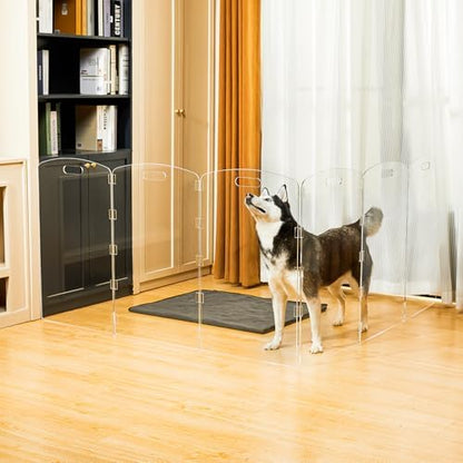 Modern Frame Clear Acrylic Freestanding Dog Gate - Image 5