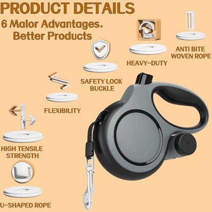 16FT Dual Retractable Dog Leash 2 Medium Dogs - Image 4