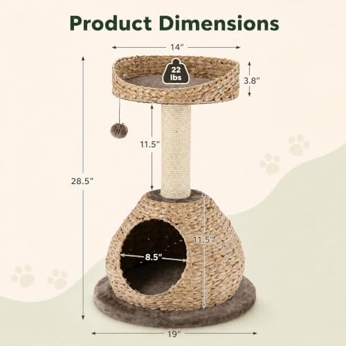 PETSITE Modern Cat Tree Tower, Paper Rope Natural Bowl Shaped - Image 2