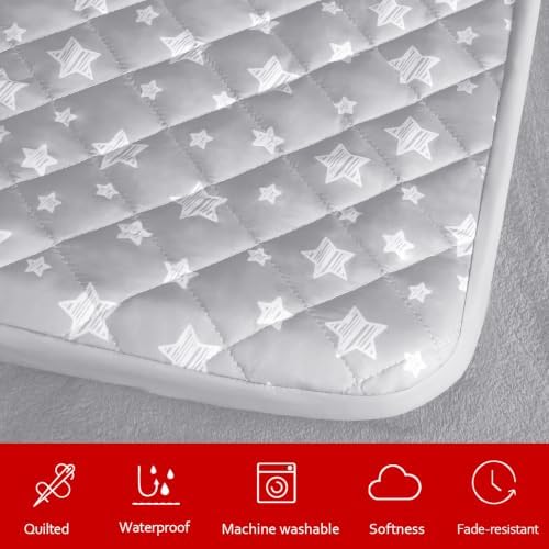 Waterproof Dog Bed Covers Replacement Lovely Grey Star Print, 35x44 Inches - Image 2
