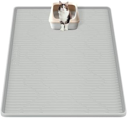 Silicone Cat Litter Box Mat 28"x 22" Extra Large Cat Rubber Mat by Bartuke