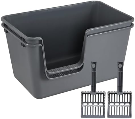 2-Pack Extra Large Open Top High Side Cat Litter Boxes by Unknown