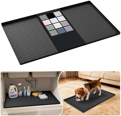 URMONA Waterproof Silicone Under Sink Mat, 31 x 19 in, Flexible Shelf Liner by URMONA