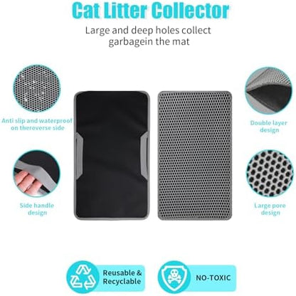 Cat Litter Mat 26"x24.5", Double Layer Waterproof Litterbox Mat - Image 2