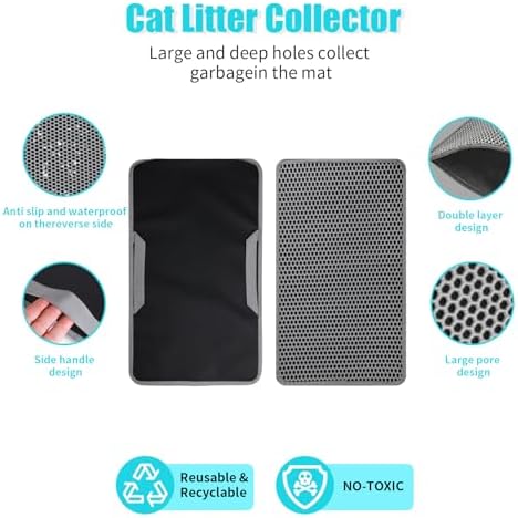 Cat Litter Mat 22"x14.5", Double Layer Waterproof Litterbox Mat - Image 2