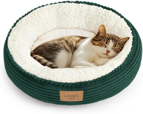 Love's cabin Round Donut Cat and Dog Cushion Bed, 20in Pet Bed by Lovescabin