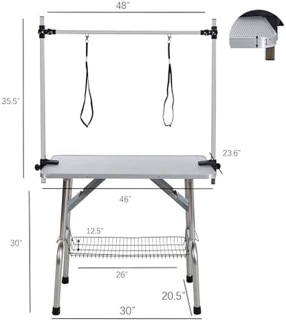 46" Pet Dog Grooming Table, Foldable Stainless Steel Frame Pet Drying Grooming - Image 2