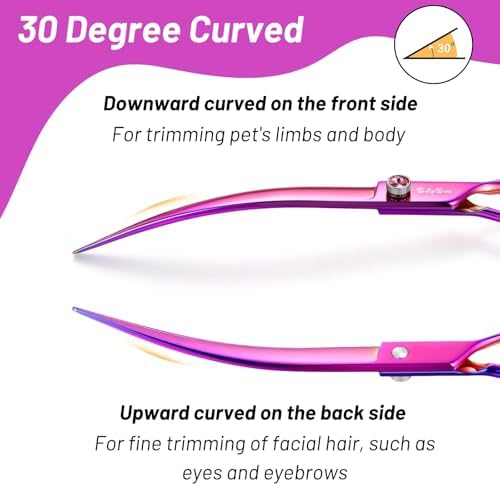 8in 30° Curved Dog Grooming Scissors, VG10 Steel Professional Pet Shears - Image 5