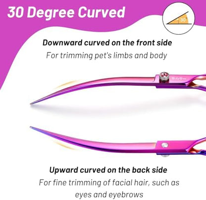 8in 30° Curved Dog Grooming Scissors, VG10 Steel Professional Pet Shears - Image 5