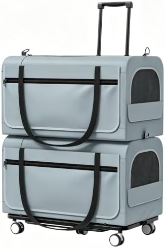 Double Decker Rolling Cat Carrier Large Wheeled Pet Carrier by Unknown