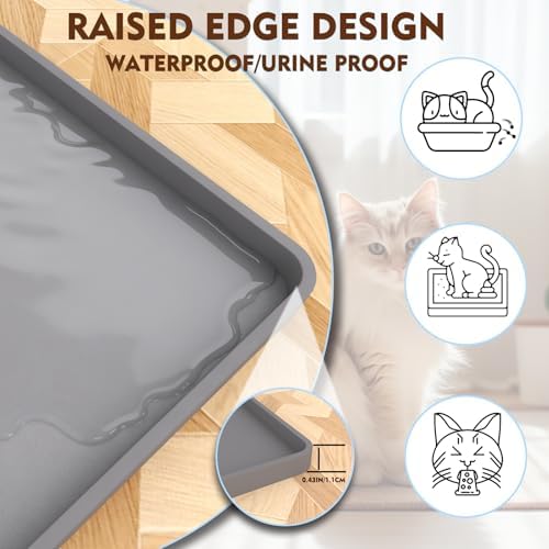 Cat Litter Mat 24" x 16", Soft Silicone Material, Easy Clean Waterproof No Slip - Image 5