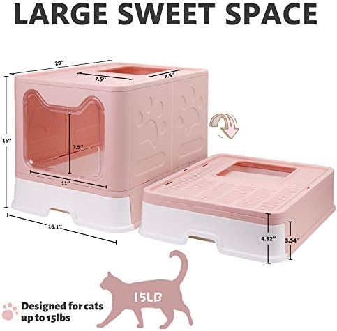 Foldable Cat Litter Box with Lid, Enclosed Potty, Large Top Entry - Image 2